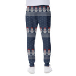 Snowman Knitted Pattern Print Scuba Joggers