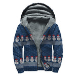 Snowman Knitted Pattern Print Sherpa Lined Zip Up Hoodie