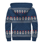 Snowman Knitted Pattern Print Sherpa Lined Zip Up Hoodie