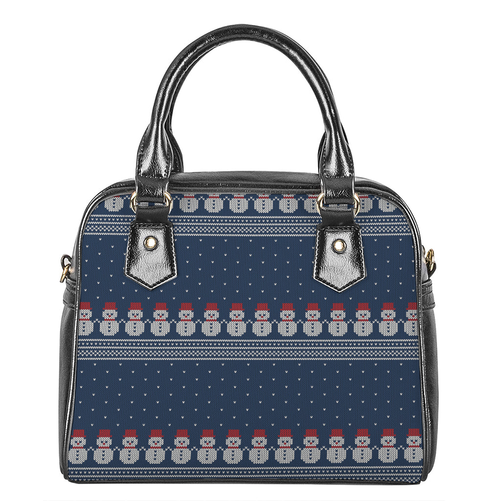 Snowman Knitted Pattern Print Shoulder Handbag