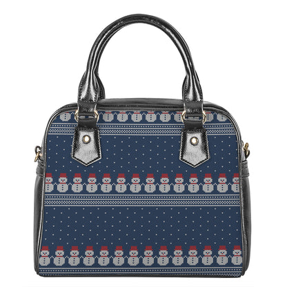 Snowman Knitted Pattern Print Shoulder Handbag