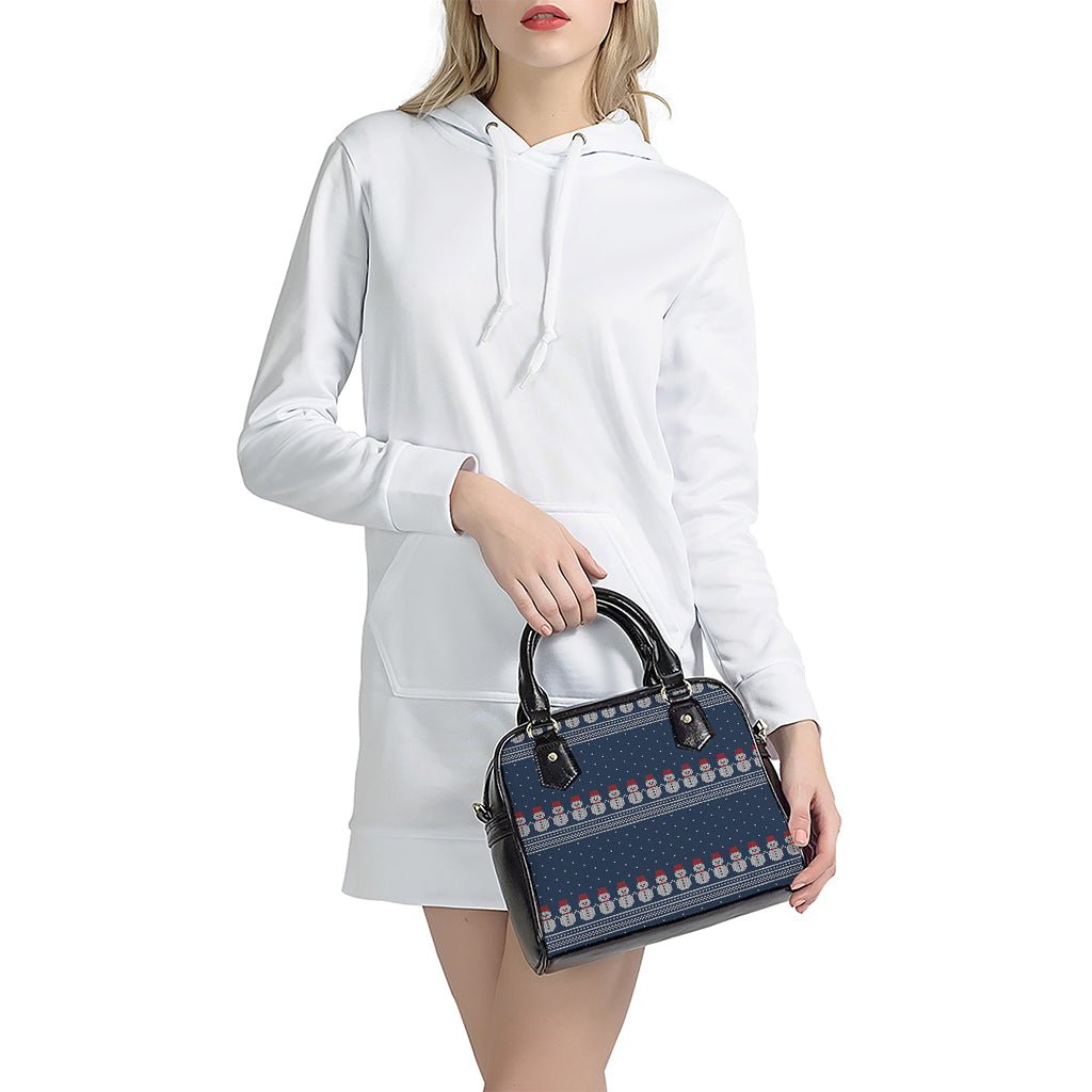 Snowman Knitted Pattern Print Shoulder Handbag