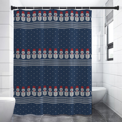 Snowman Knitted Pattern Print Shower Curtain