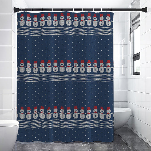 Snowman Knitted Pattern Print Shower Curtain