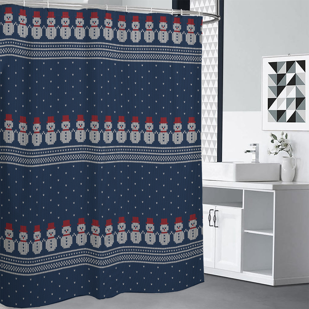 Snowman Knitted Pattern Print Shower Curtain