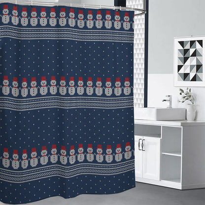 Snowman Knitted Pattern Print Shower Curtain