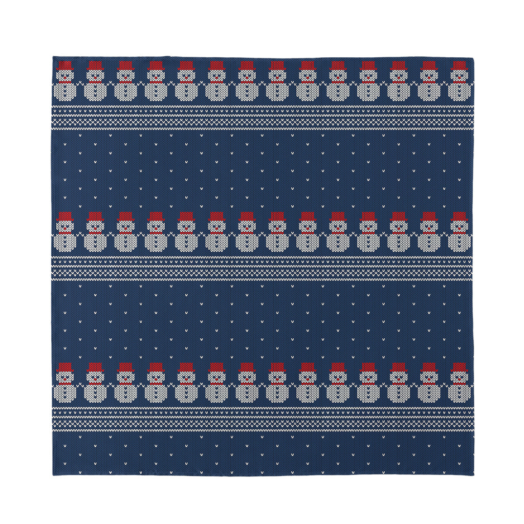 Snowman Knitted Pattern Print Silk Bandana