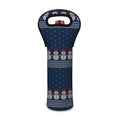 Snowman Knitted Pattern Print Single Neoprene Wine Tote