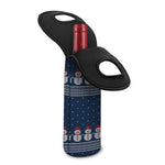 Snowman Knitted Pattern Print Single Neoprene Wine Tote