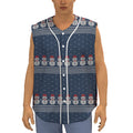 Snowman Knitted Pattern Print Sleeveless Baseball Jersey