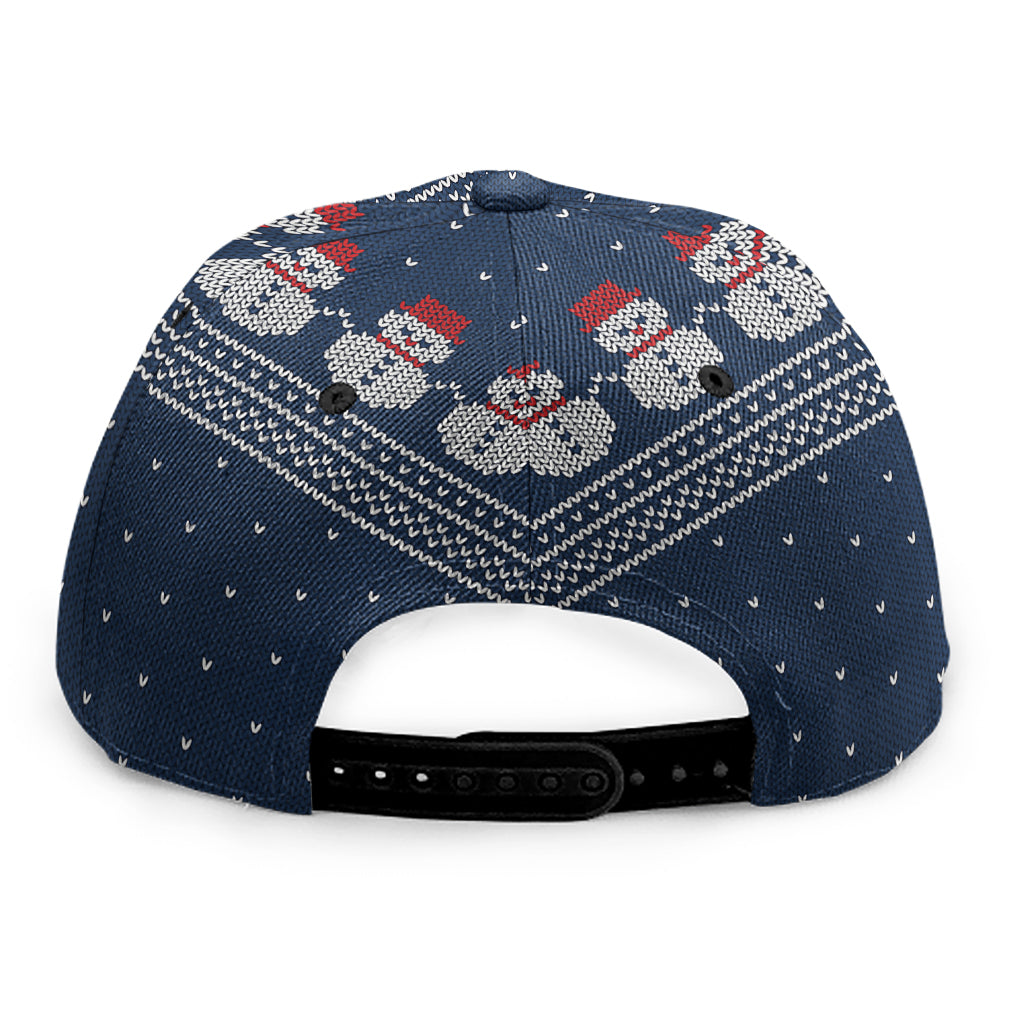 Snowman Knitted Pattern Print Snapback Cap