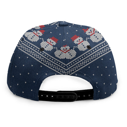 Snowman Knitted Pattern Print Snapback Cap
