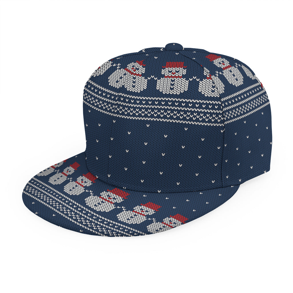 Snowman Knitted Pattern Print Snapback Cap