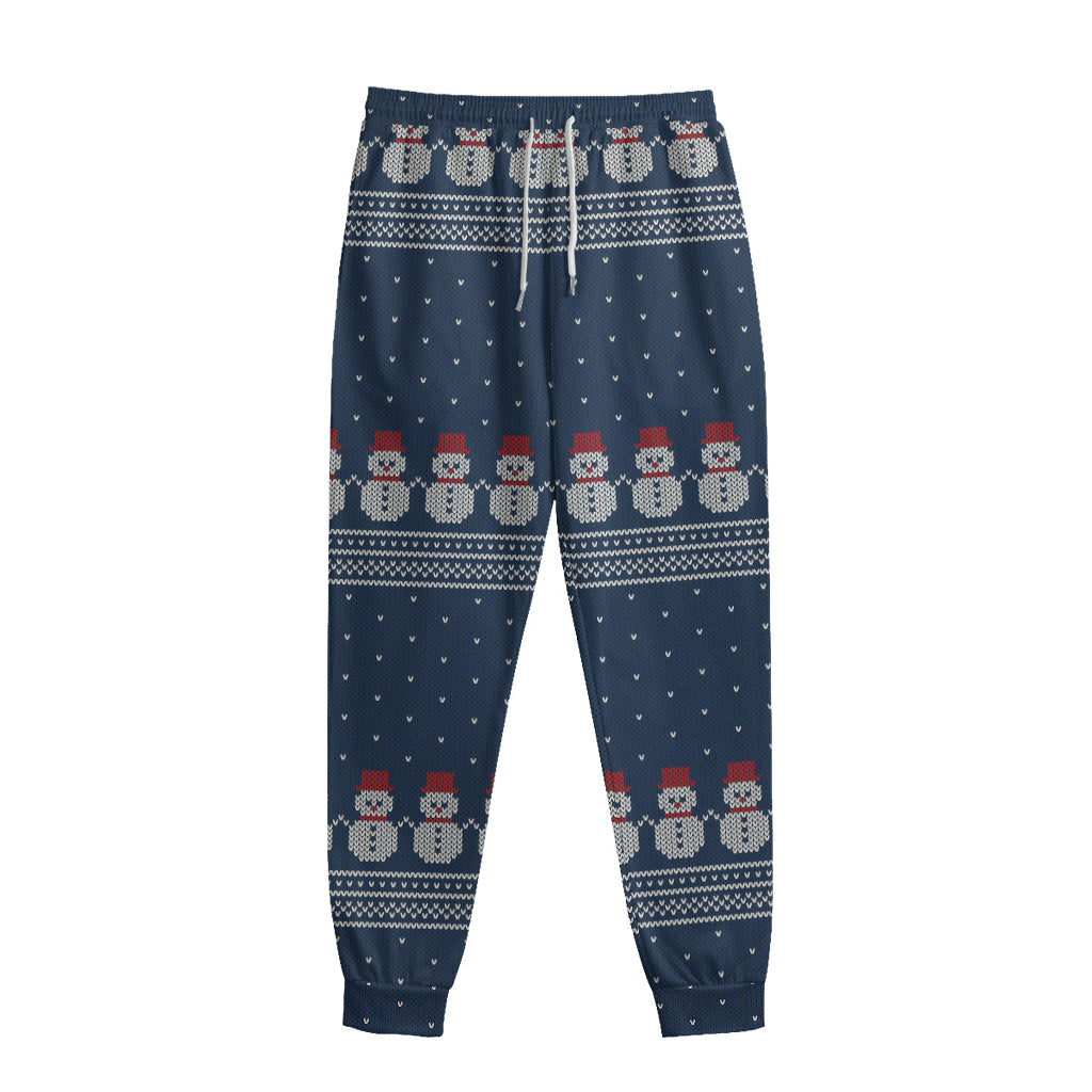 Snowman Knitted Pattern Print Sweatpants