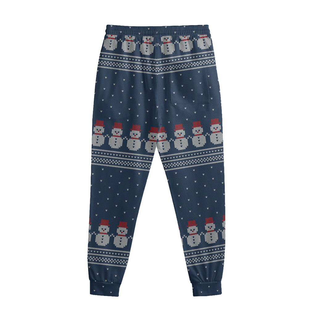 Snowman Knitted Pattern Print Sweatpants