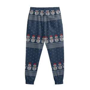 Snowman Knitted Pattern Print Sweatpants