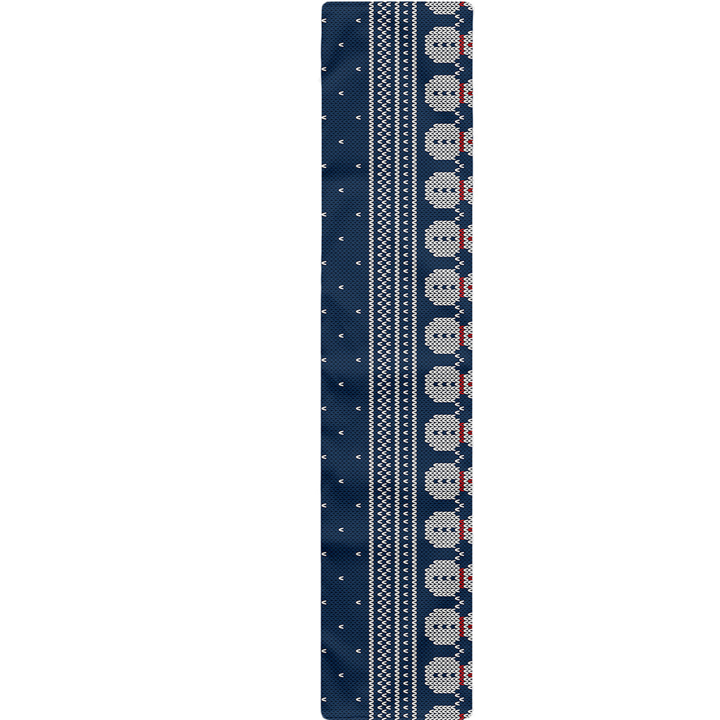 Snowman Knitted Pattern Print Table Runner
