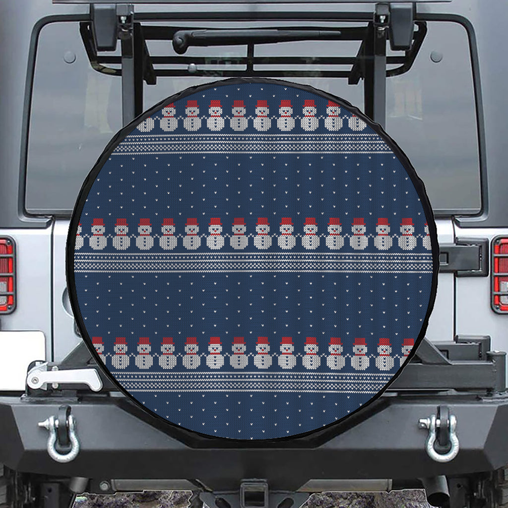 Snowman Knitted Pattern Print Tire Cover