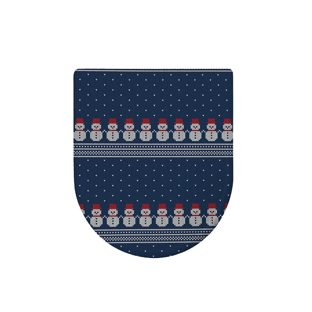 Snowman Knitted Pattern Print Toilet Lid Cover