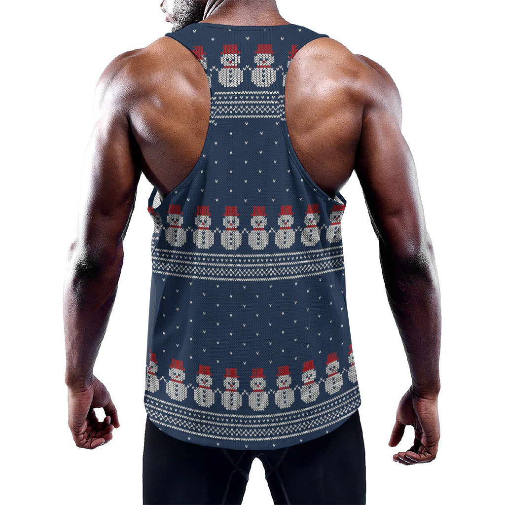 Snowman Knitted Pattern Print Training Tank Top