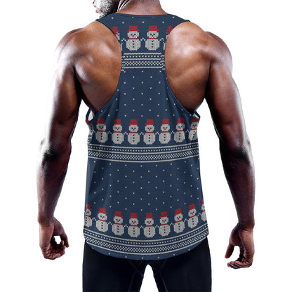 Snowman Knitted Pattern Print Training Tank Top