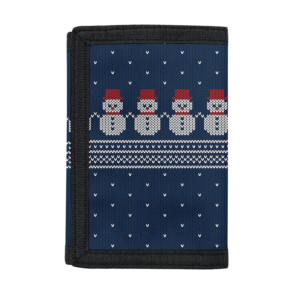 Snowman Knitted Pattern Print Trifold Wallet