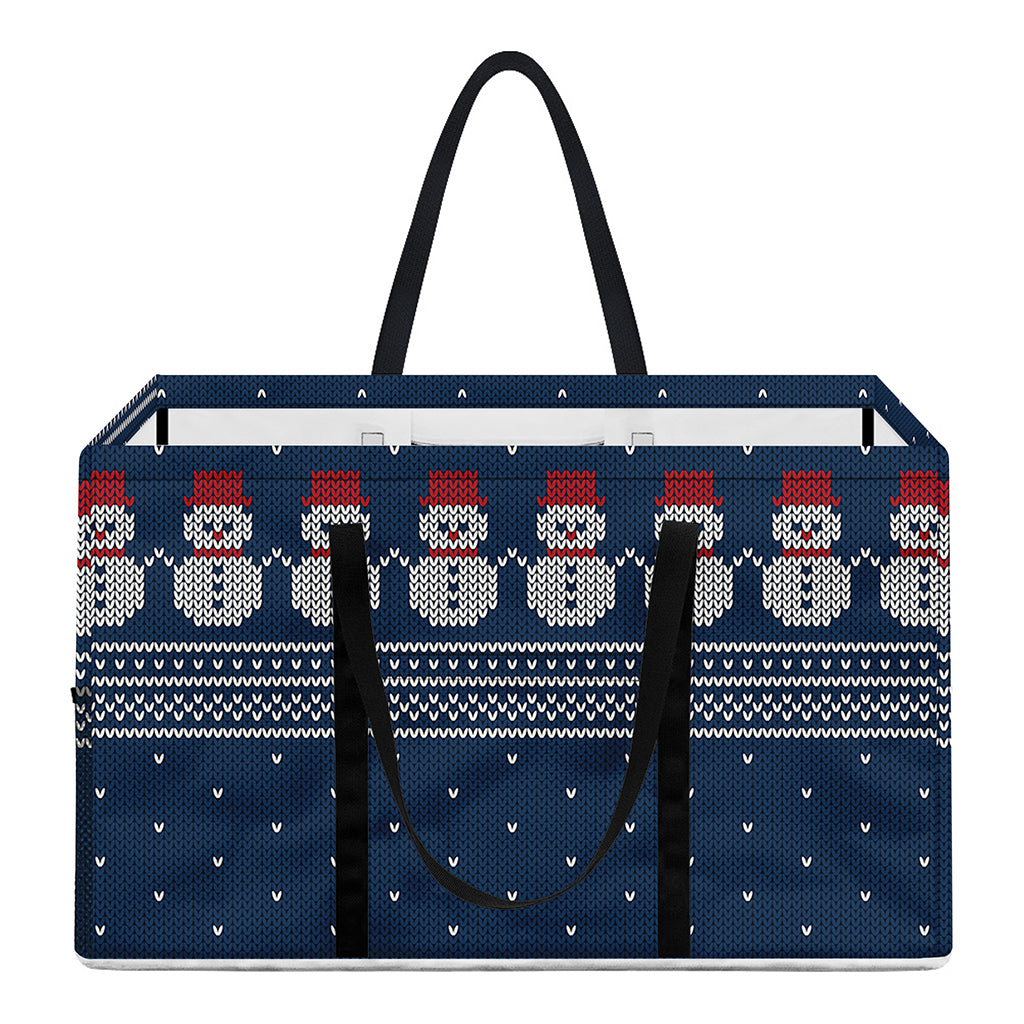 Snowman Knitted Pattern Print Utility Tote Bag