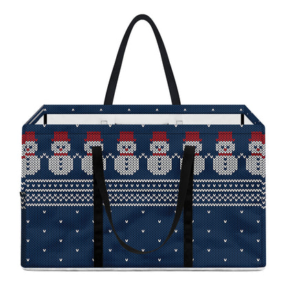 Snowman Knitted Pattern Print Utility Tote Bag