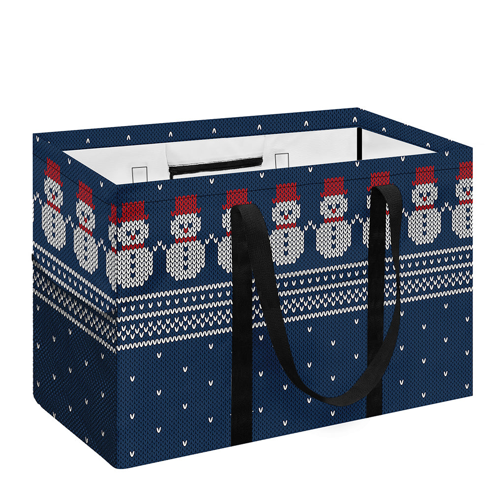 Snowman Knitted Pattern Print Utility Tote Bag