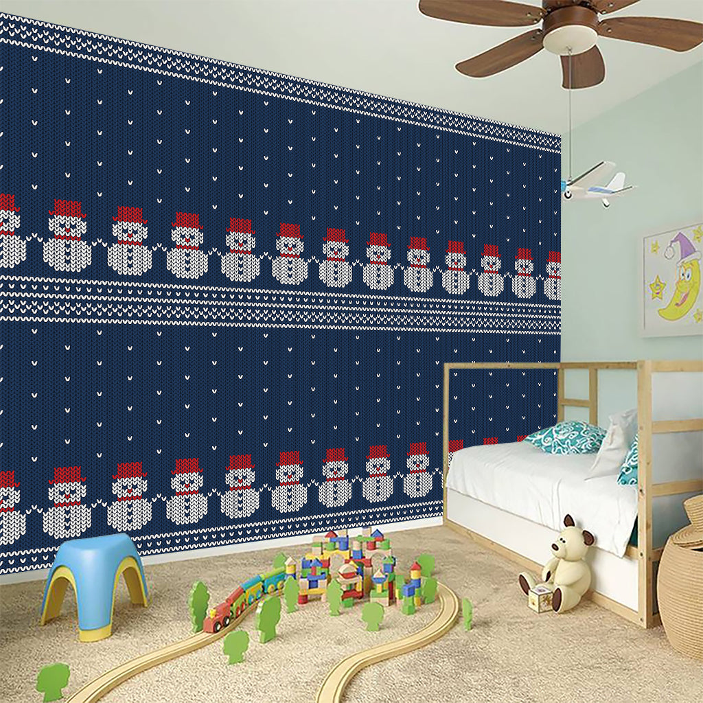 Snowman Knitted Pattern Print Wall Sticker