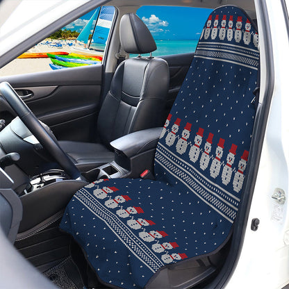 Snowman Knitted Pattern Print Waterproof Car Seat Cover