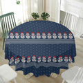 Snowman Knitted Pattern Print Waterproof Round Tablecloth