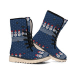 Snowman Knitted Pattern Print Winter Boots