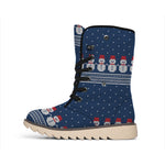 Snowman Knitted Pattern Print Winter Boots