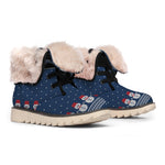 Snowman Knitted Pattern Print Winter Boots