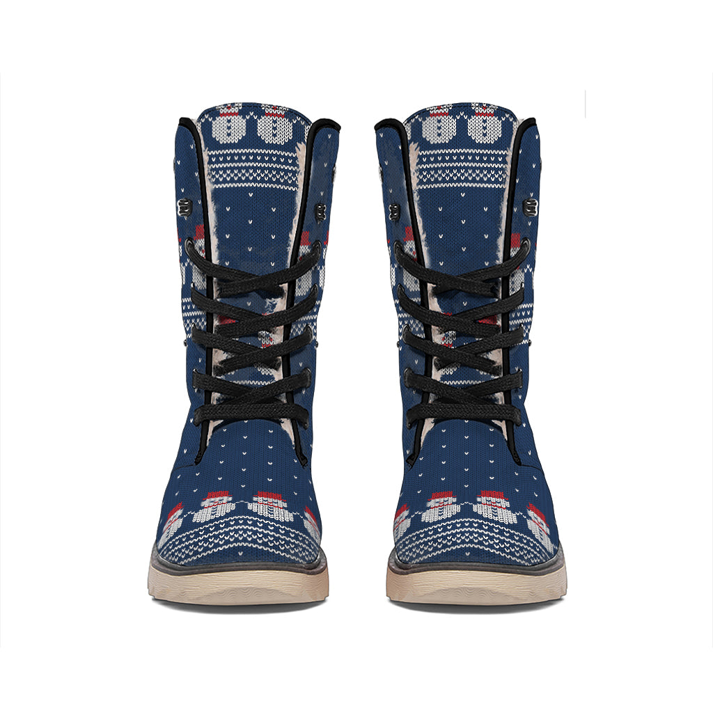 Snowman Knitted Pattern Print Winter Boots