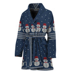 Snowman Knitted Pattern Print Women's Bathrobe