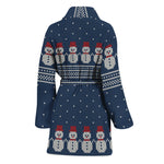 Snowman Knitted Pattern Print Women's Bathrobe