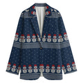 Snowman Knitted Pattern Print Women's Blazer