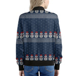 Snowman Knitted Pattern Print Women's Bomber Jacket