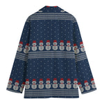 Snowman Knitted Pattern Print Women's Cotton Blazer