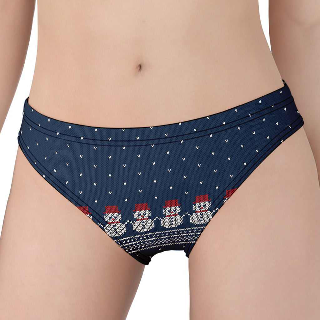 Snowman Knitted Pattern Print Women's Panties