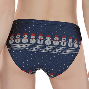 Snowman Knitted Pattern Print Women's Panties