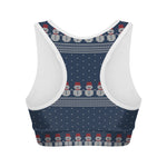 Snowman Knitted Pattern Print Women's Sports Bra