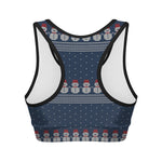 Snowman Knitted Pattern Print Women's Sports Bra