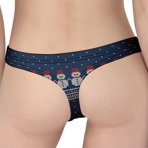 Snowman Knitted Pattern Print Women's Thong