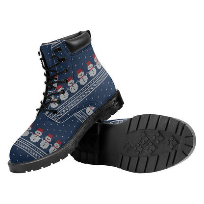 Snowman Knitted Pattern Print Work Boots