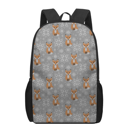 Snowy Fox Knitted Pattern Print 17 Inch Backpack
