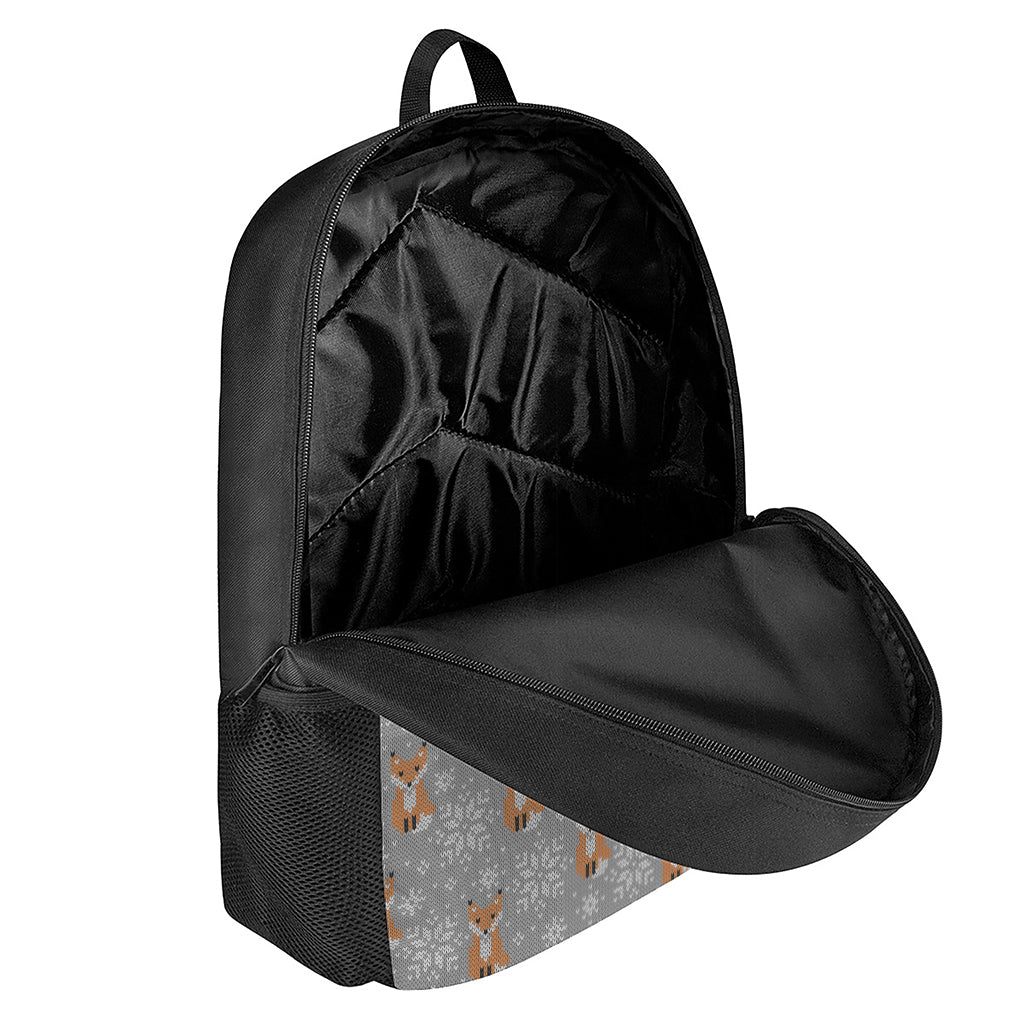Snowy Fox Knitted Pattern Print 17 Inch Backpack