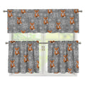 Snowy Fox Knitted Pattern Print 3 Piece Kitchen Curtains